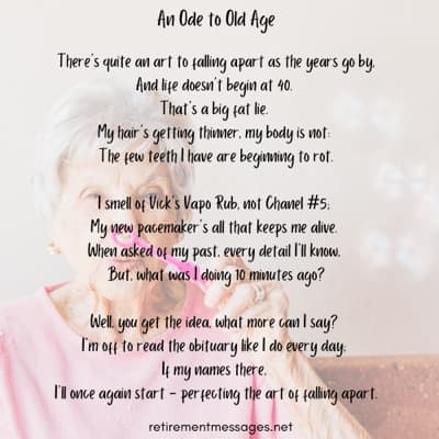 old age funny retirement poem